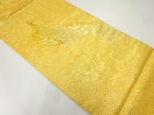 孔雀に草花模様織出し袋帯